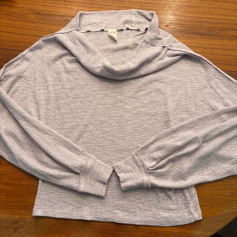 Free People Women's Lavender Cowl Neck Long Sleeve Knit Top Size Small